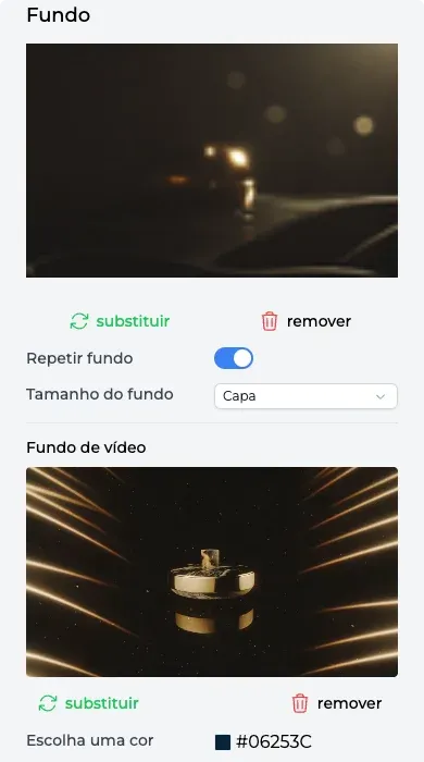 Definições de fundo: imagem, vídeo, cor